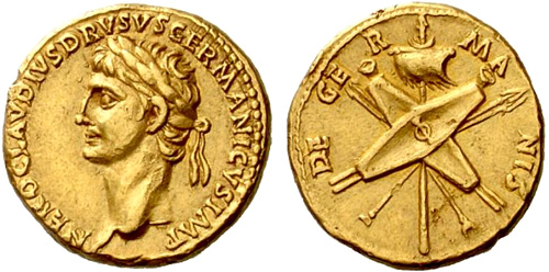 nero claudius drusus roman coin aureus